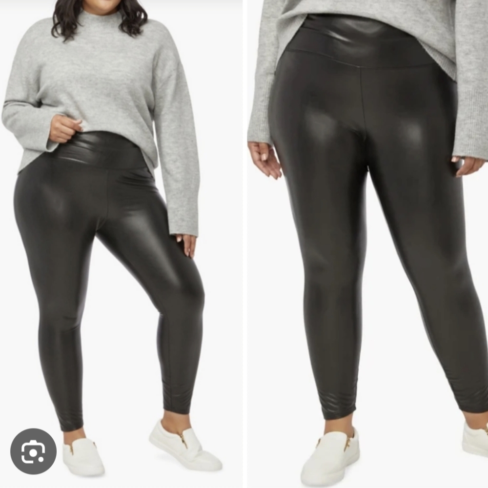 JustFab Black Shiny Leather Style Leggings 3XL [74]